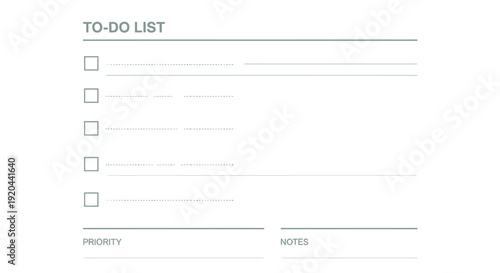 Simple To-Do List template with checkboxes and priority section on an isolated white background.