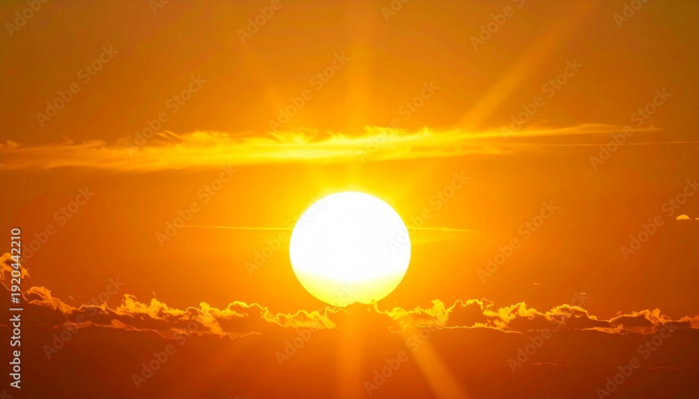 Fototapeta premium Cinematic horizon view of a bright sun and clouds during March Equinox Observances in Sri Lanka
