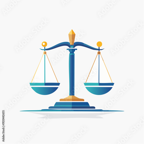 Balance scales icon representing justice, law, and fairness in a blue and gold color scheme