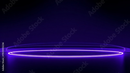 Illuminated purple ring hovering in the dark, with subtle light lines
