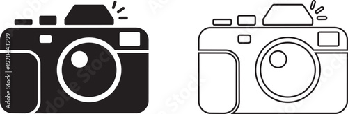 camera icon set, fill and stock 2 variation 