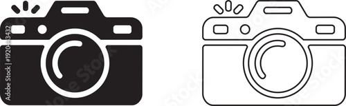 camera icon set, fill and stock 2 variation 