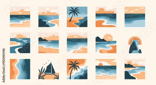 Pixel Art Beach Landscapes: Tropical Paradise Collection
