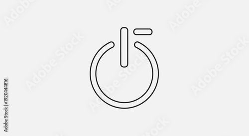 Power off icon, shutdown button symbol, line style