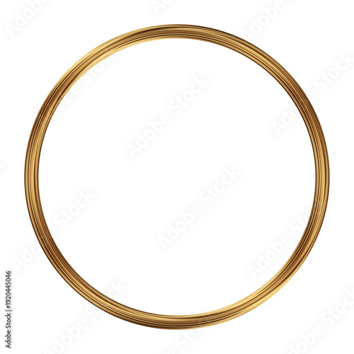 Bild auf Leinwand Gold circular frame on transparent background, elegant shiny wreath border, gold ring frames design elements