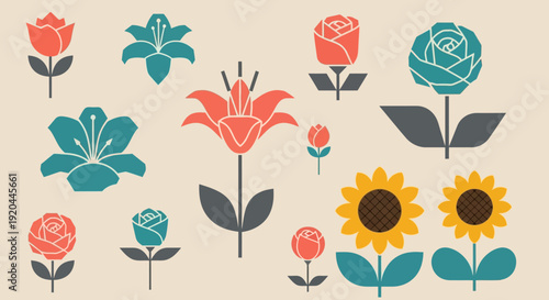 Retro Flower Collection: Floral Vector Art