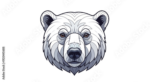 A detailed illustration of a polar bear's head on a white background, highlighting the animal's features for Polar Bears International day, a design element for events and educational