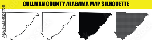 Cullman county alabama map silhouette vector set with diverse visual options including dotted and thin outline designs