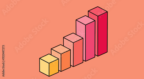 Image from 1962 showing a 3D bar chart with increasing heights and varying colors on a solid background