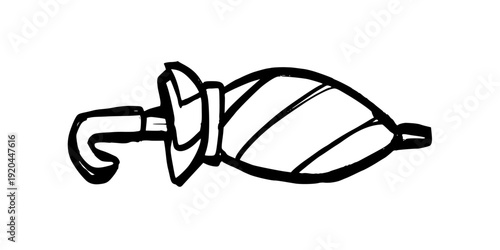 Umbrella Doodle Illustration Hand Drawn Line Art. Minimalist Weather Symbol for Rain Protection and Autumn Season Graphic Design.