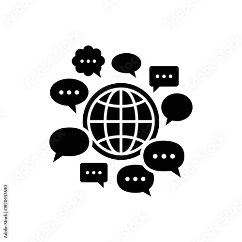 Global Communication Network with Speech Bubbles.