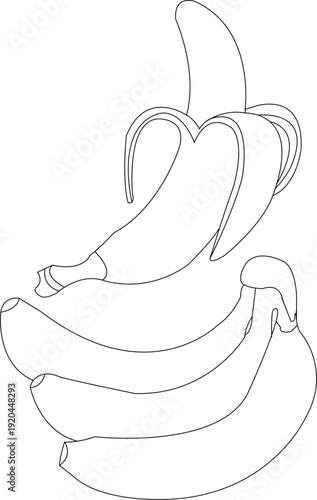 hand draw fruits banana icons illustration set, banana fruit fresh line sketch