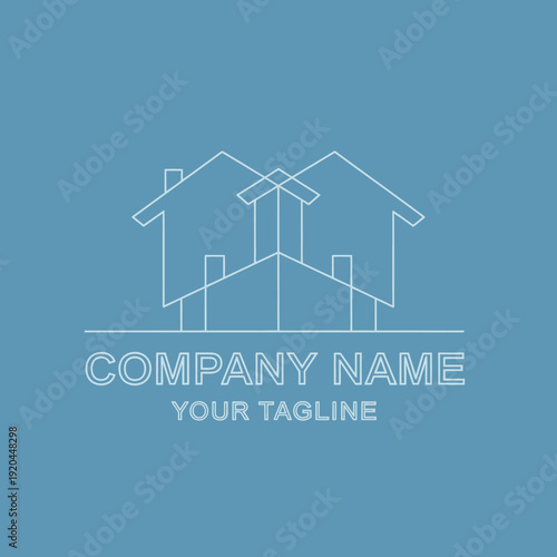 Minimalist Outline Logo Design Featuring Multiple Houses for Real Estate Business.
