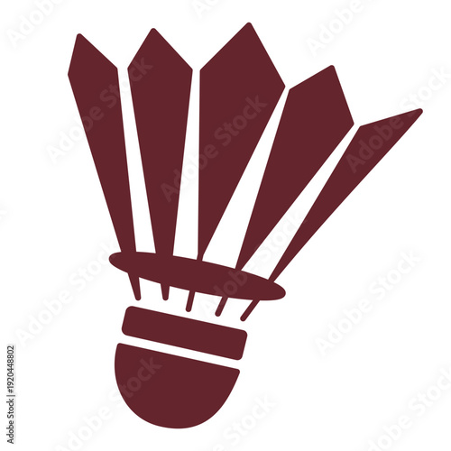 Simple maroon shuttlecock birdie icon for badminton sports graphic