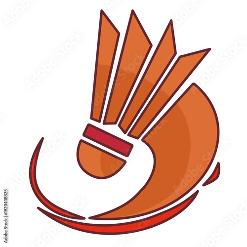 Shuttlecock with fast motion curve icon for badminton sports graphic