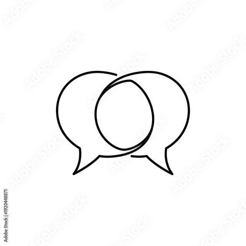 Overlapping Speech Bubbles Simple Line Art.