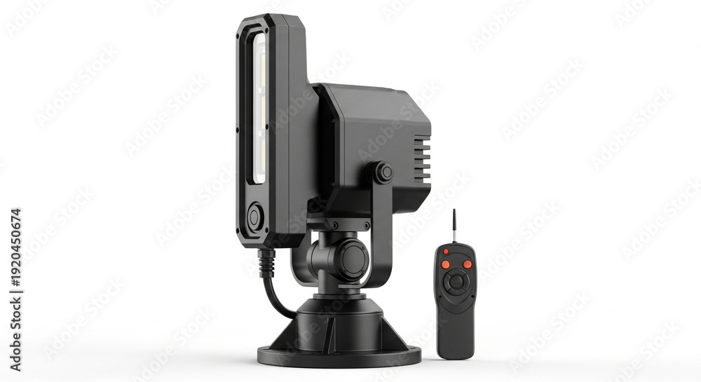 Fototapeta premium Black Marine 360 Degree Rotating LED Searchlight with Remote Control