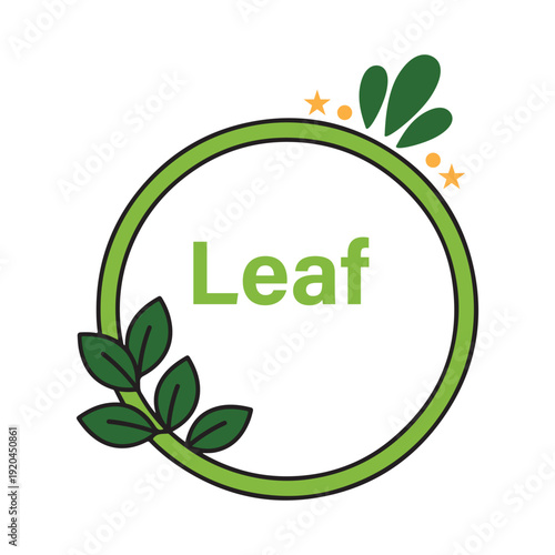 A stylized green leaf logo with circular design and decorative elements Vector