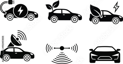 Electric and connected vehicle icons