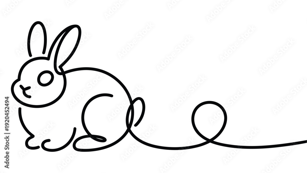 Obraz premium Continuous line drawing of cute rabbit minimalist one line art bunny illustration isolated on white background