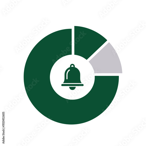 "A modern flat design illustration of a circular progress chart with a notification bell icon, representing the concept of Carbon Footprint Tracking, flat style."