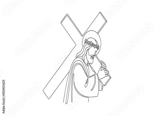 Jesus christ crucifixion illustration with cross and crown of thorns