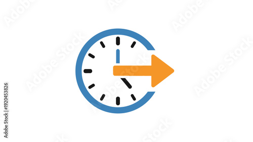 Obraz na plátně Clock with orange arrow moving fast.
