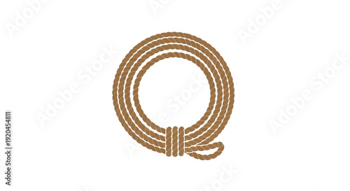 Coiled Rope Made of Brown Fibers.