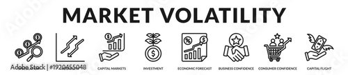 Market volatility collection illustrating speculative pressure, capital movement, and investor sentiment across financial cycles. in Lineal Icon Style