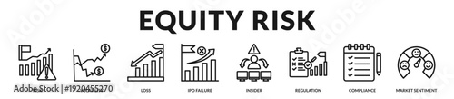 Equity risk overview emphasizing volatility exposure, regulatory oversight, and disciplined compliance management. in Lineal Icon Style