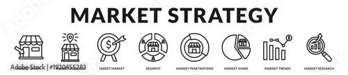 Strategic market planning framework highlighting entry positioning, segmentation precision, and sustainable share expansion. in Lineal Icon Style