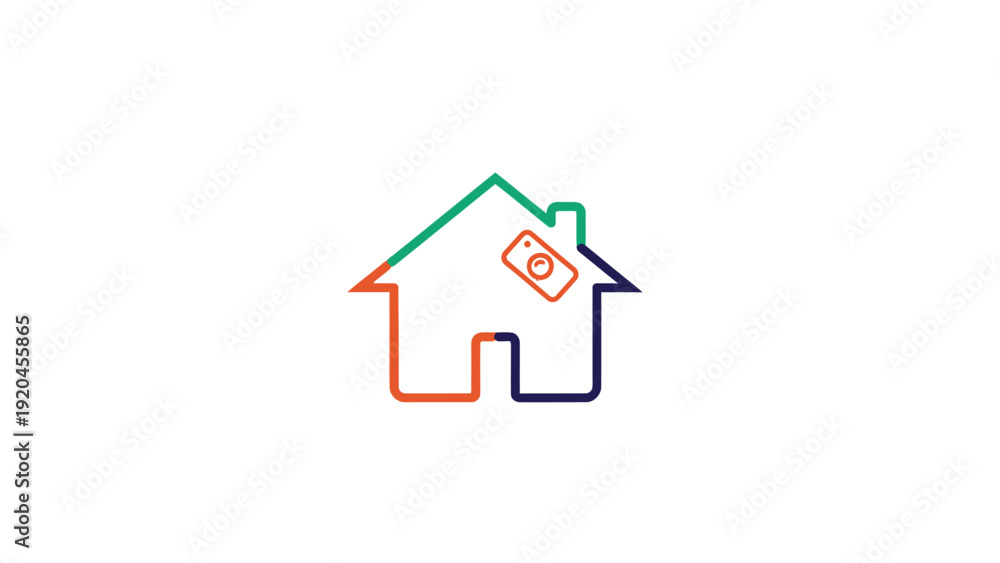 Obraz premium Colorful house with key icon.
