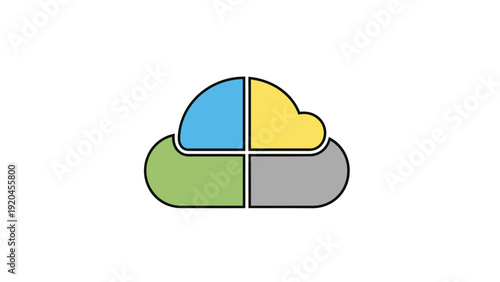 Colorful Cloud Icon Segments Divided.