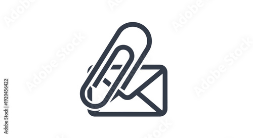 Simple line icon of a paperclip attached to an envelope symbolizing email attachment.