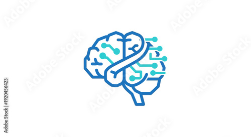 Simple line art illustration of a human brain with gears and cogs inside.