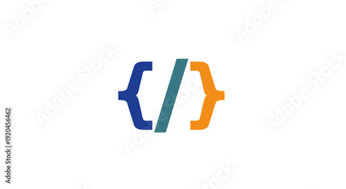 Code symbol logo with coding bracket sign.