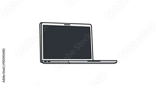 Simple line drawing of a laptop computer with a blank screen.