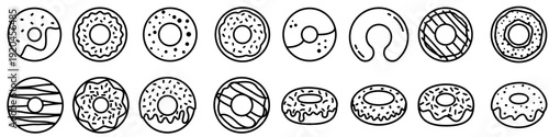 Donut icon vector set. dessert Illustration sign collection. sweet symbol. bakery buttons.