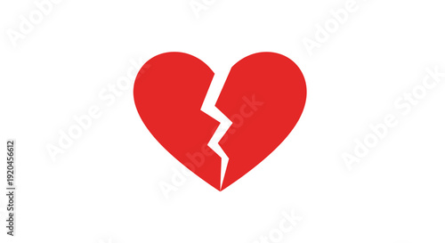 Broken red heart symbolizing heartbreak and separation.
