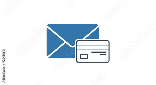 Simple graphic of an envelope and credit card symbolizing online payment or transaction.