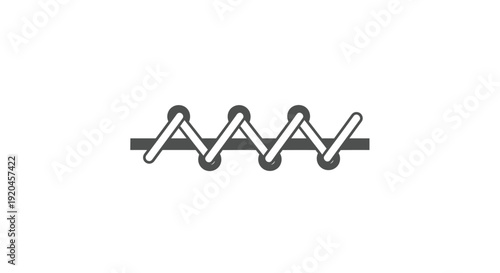 Simple black and white illustration of intertwined elements on a horizontal axis.