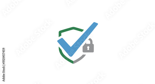 Secure and Verified Icon with Checkmark and Lock Symbol.