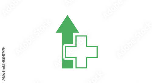 Green medical cross symbol with upward arrow indicating health improvement.