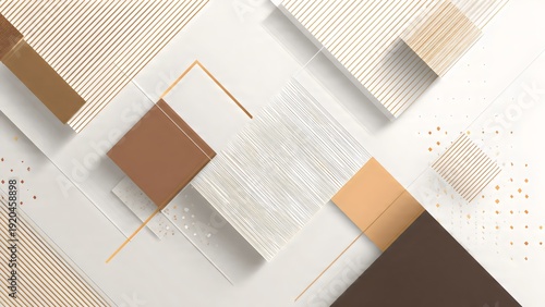 Elegant Beige and Gold 3D Geometric Abstract Background