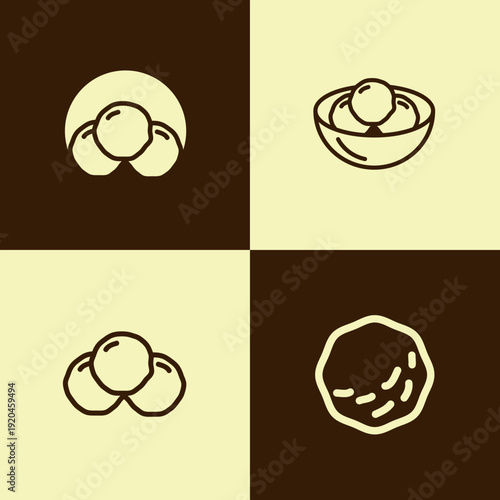 Minimalist Meatball Logo Bundle Modern Food Restaurant Street Food Brand Emblem Vector Set