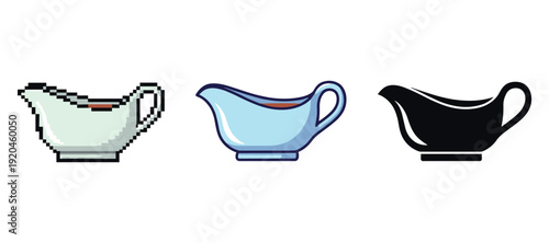 Pixelated, cartoon, and silhouette gravy boats: design evolution