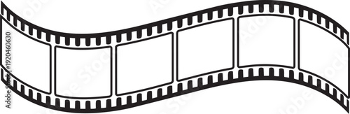 Curved film strip icon isolated on transparent background. tape photo film strip frame, Video Film strip roll, Vector illustration