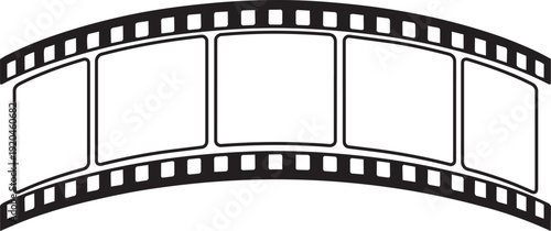 Curved film strip icon isolated on transparent background. tape photo film strip frame, Video Film strip roll, Vector illustration