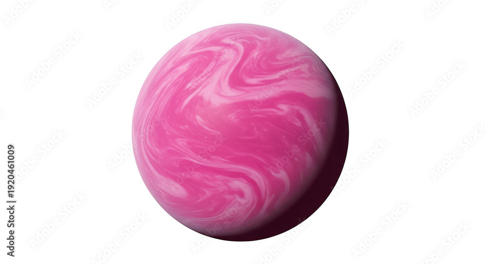 Fototapeta premium A pink and white marbled sphere on a white background