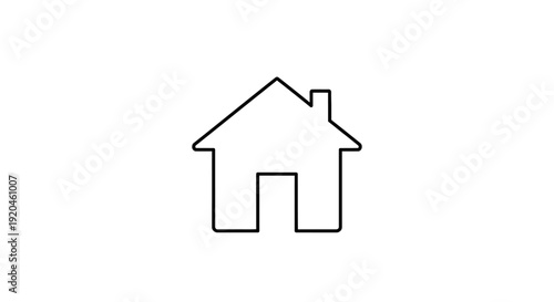 Simple House Icon Outline Isolated on White